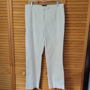 Peserico White Cotton Zipper Button High Rise Casual Dress Pants IT 50 US 14